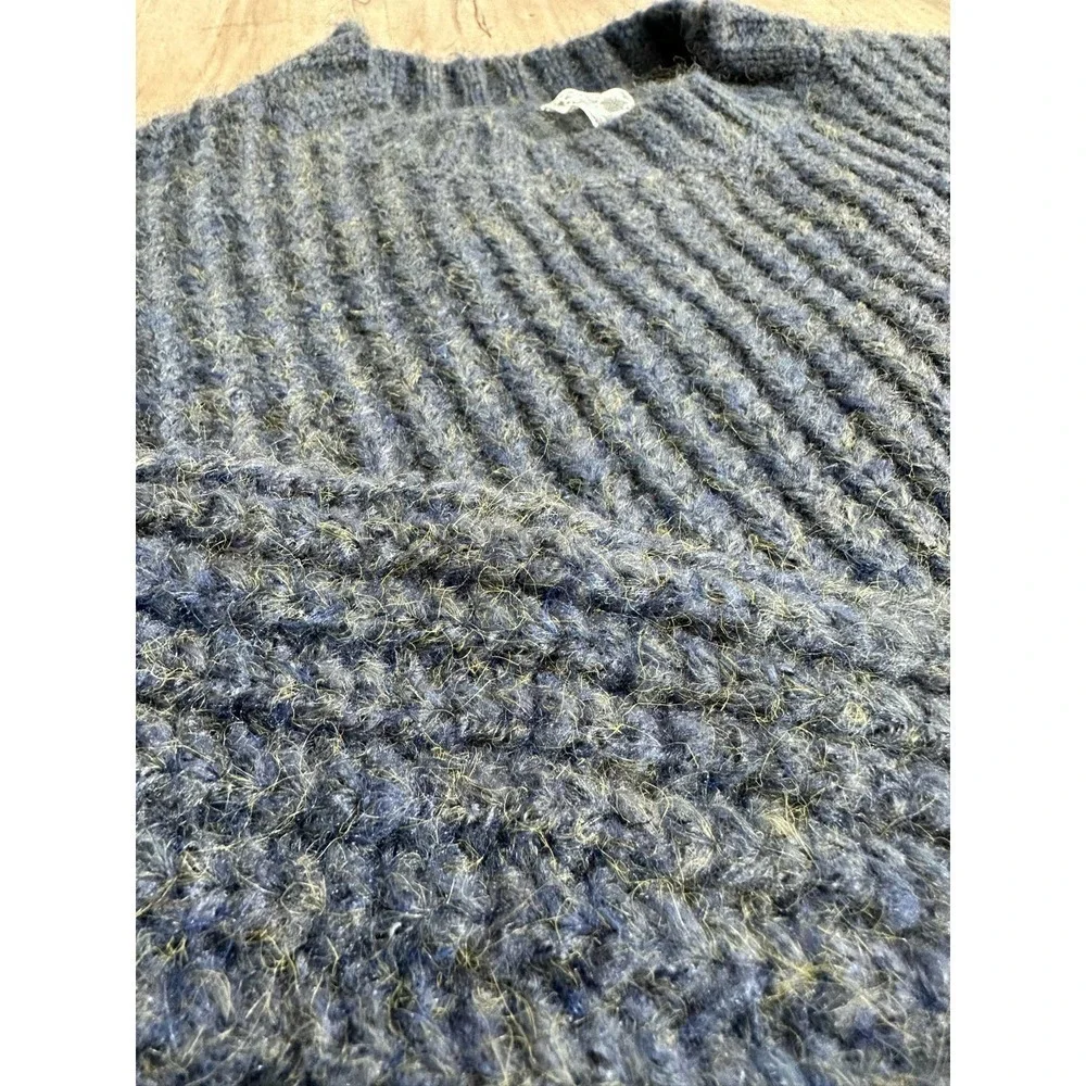 SADIE & Sage blue thick knit balloon sleeve mock neck sweater - Picture 2 of 6